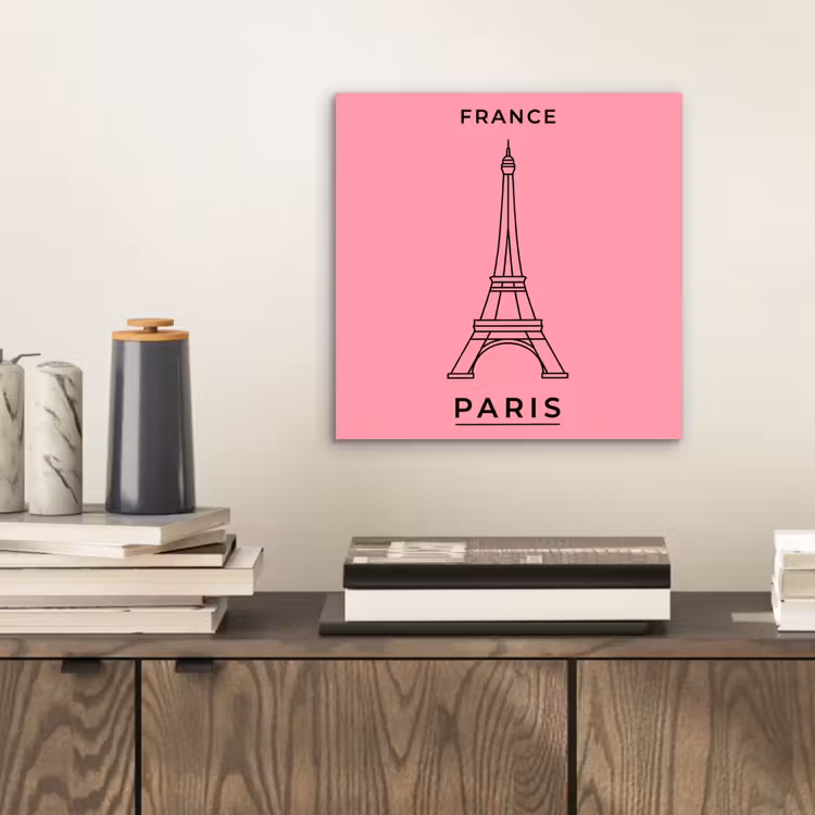 Eiffeltoren - Parijs - Architectuur - Minimalistisch - Roze aluminium wit klein -sfeer1