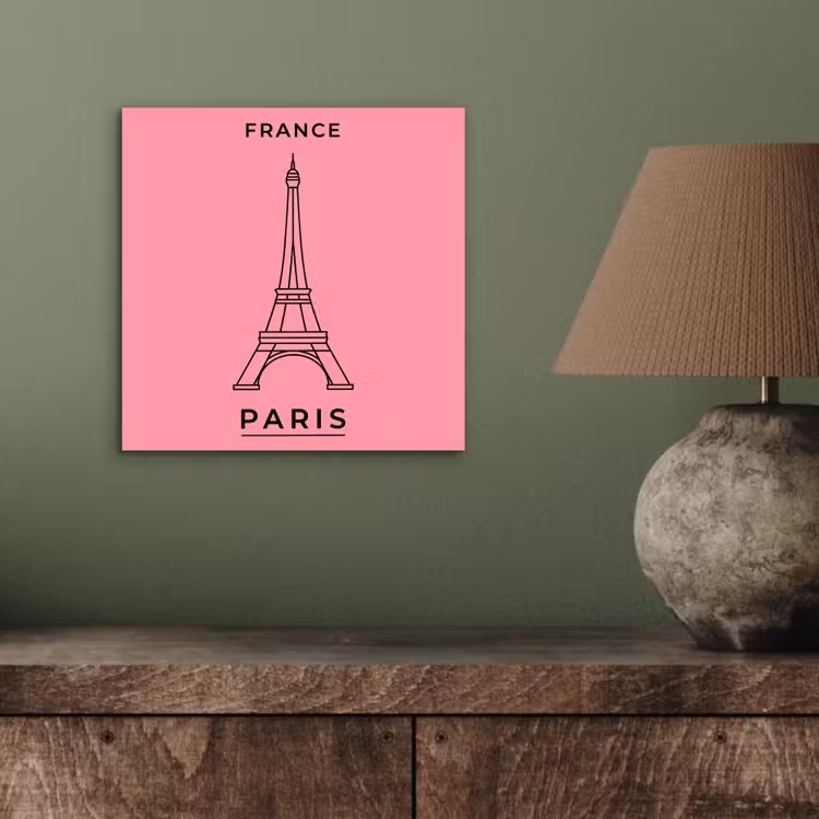 Eiffeltoren - Parijs - Architectuur - Minimalistisch - Roze aluminium wit klein -sfeer2