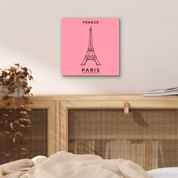 Eiffeltoren - Parijs - Architectuur - Minimalistisch - Roze aluminium wit klein -sfeer3
