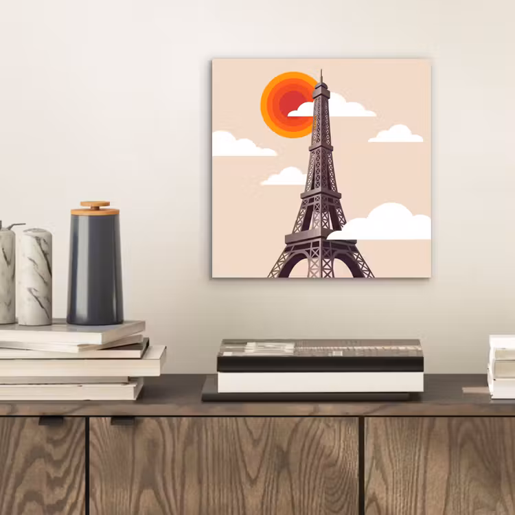 Eiffeltoren - Zon - Architectuur - Abstract - Beige aluminium wit klein -sfeer1