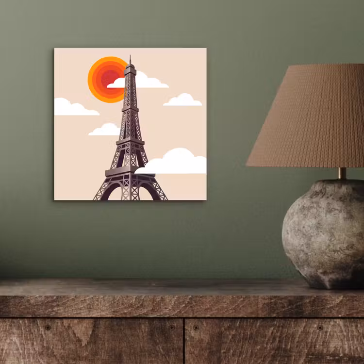 Eiffeltoren - Zon - Architectuur - Abstract - Beige aluminium wit klein -sfeer2