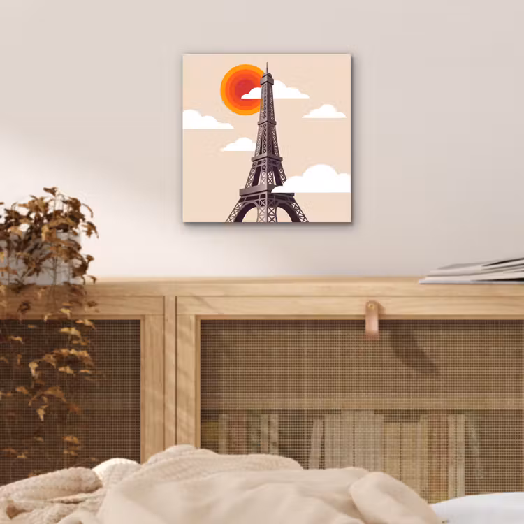 Eiffeltoren - Zon - Architectuur - Abstract - Beige aluminium wit klein -sfeer3