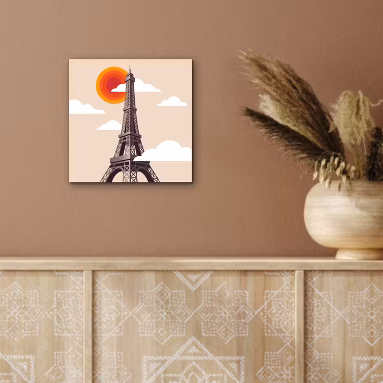 Eiffeltoren - Zon - Architectuur - Abstract - Beige aluminium wit klein -sfeer4