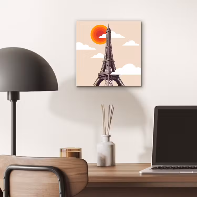Eiffeltoren - Zon - Architectuur - Abstract - Beige aluminium wit klein -sfeer5
