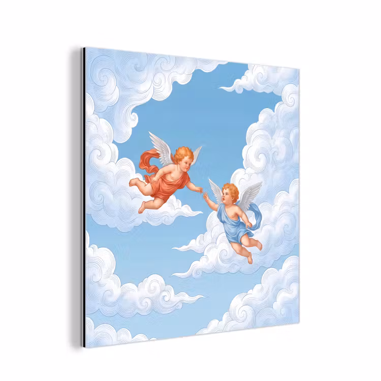 Engel - Vliegend - Klassiek - Blauw aluminium wit klein -3d