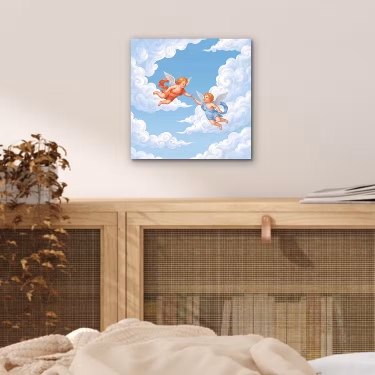 Engel - Vliegend - Klassiek - Blauw aluminium wit klein -sfeer3