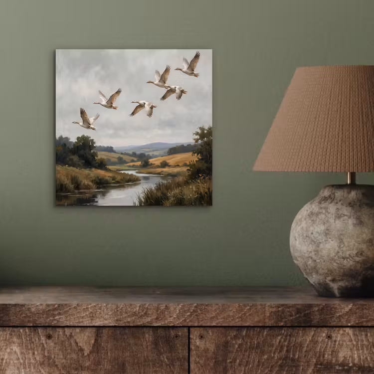 Eenden - Rivier - Landschap - Vlucht - Nostalgisch aluminium wit klein -sfeer2