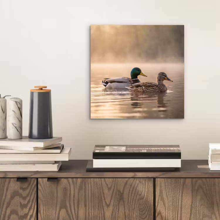 Eenden - Water - Mist - Natuur aluminium wit klein -sfeer1