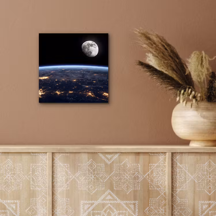 Alu-Dibond-Bild - Erde – Nacht – Weltraum - Aarde - Nacht - Ruimte aluminium wit klein