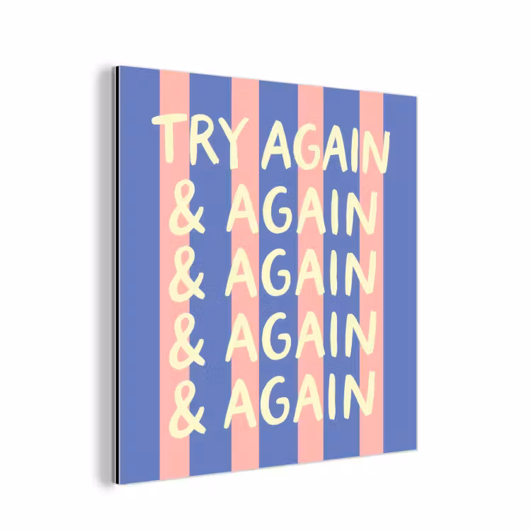 Try again - Strepen - Roze - Verticaal - Blauw aluminium wit klein -3d