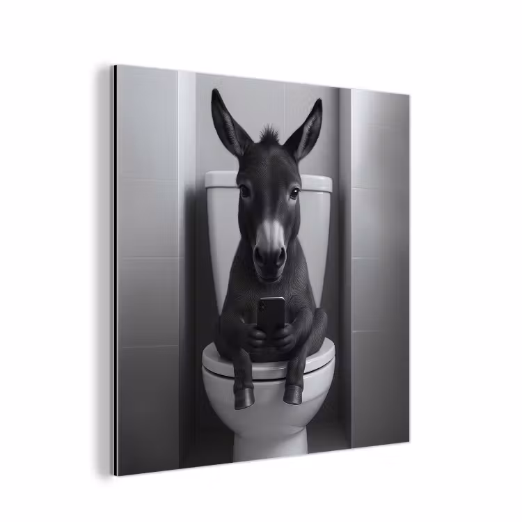 Ezel - Telefoon - Toilet - Zwart - Wit aluminium wit klein -3d