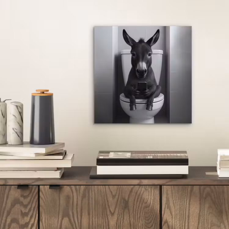 Ezel - Telefoon - Toilet - Zwart - Wit aluminium wit klein -sfeer1