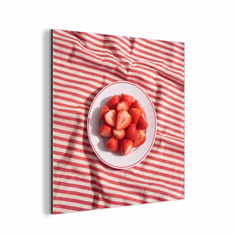 Eten - Aardbeien - Fruit - Zomer - Rood aluminium wit klein -3d