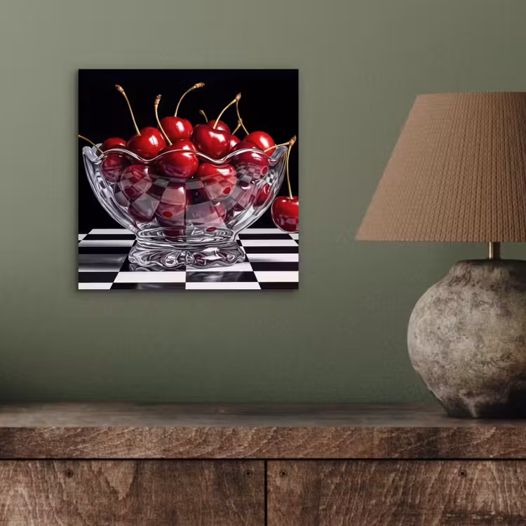 Alu-Dibond-Bild - Essen – Kirschen – Rot - Eten - Kersen - Rood aluminium wit klein