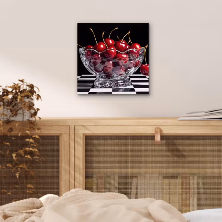 Alu-Dibond-Bild - Essen – Kirschen – Rot - Eten - Kersen - Rood aluminium wit klein
