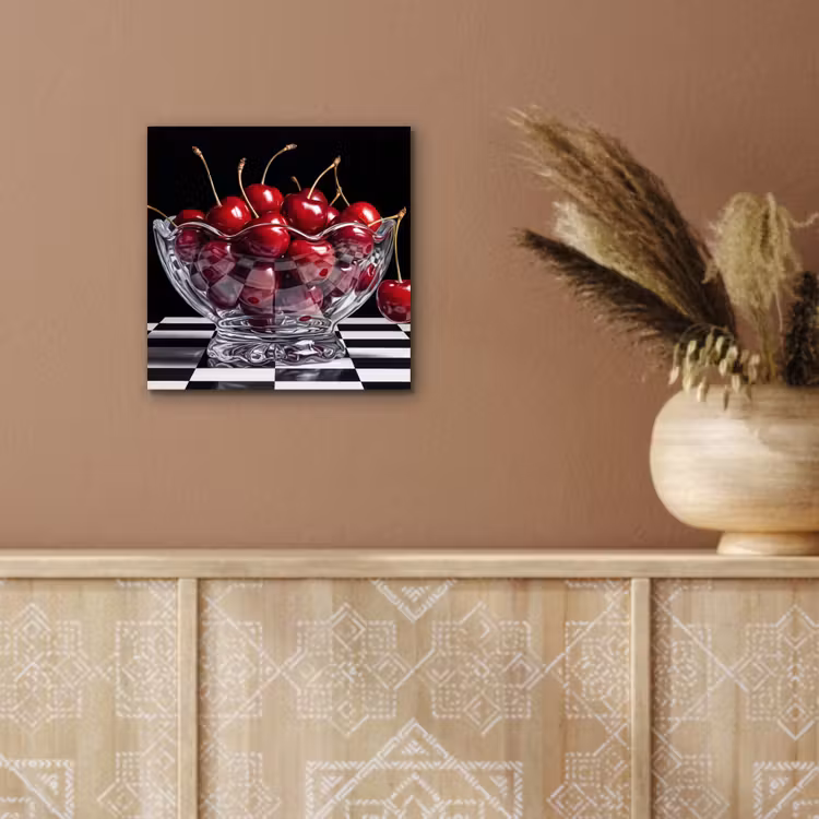 Alu-Dibond-Bild - Essen – Kirschen – Rot - Eten - Kersen - Rood aluminium wit klein