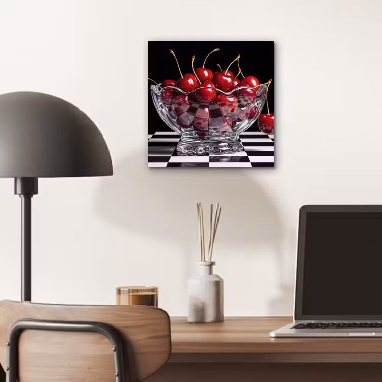 Alu-Dibond-Bild - Essen – Kirschen – Rot - Eten - Kersen - Rood aluminium wit klein