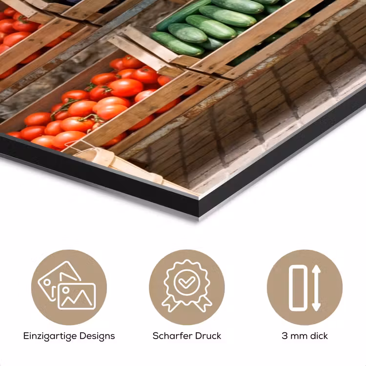Alu-Dibond-Bild - Essen – Markt – Frisch - Eten - Markt - Vers aluminium wit klein