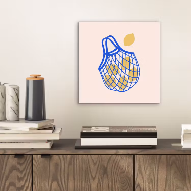 Eten - Citroen - Boodschappen - Abstract - Geel - Blauw aluminium wit klein -sfeer1