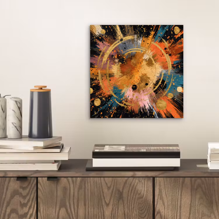 Explosie - Verfstructuur - Goud - Abstract aluminium wit klein -sfeer1