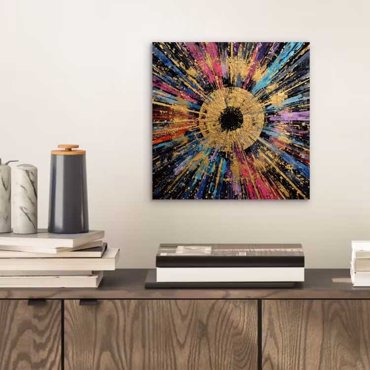 Explosie - Goud - Kleurrijk - Abstract aluminium wit klein -sfeer1
