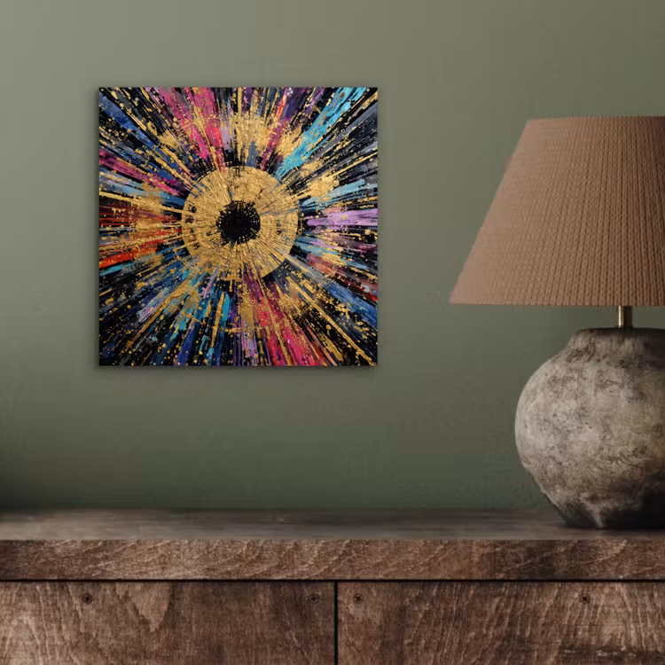 Explosie - Goud - Kleurrijk - Abstract aluminium wit klein -sfeer2
