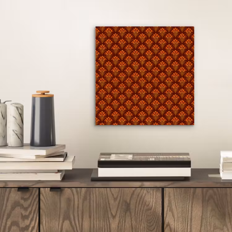 Waaiers - Art Deco - Botanisch - Roestbruin - Oranje aluminium wit klein 46 -sfeer1