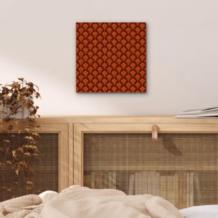 Waaiers - Art Deco - Botanisch - Roestbruin - Oranje aluminium wit klein 46 -sfeer3