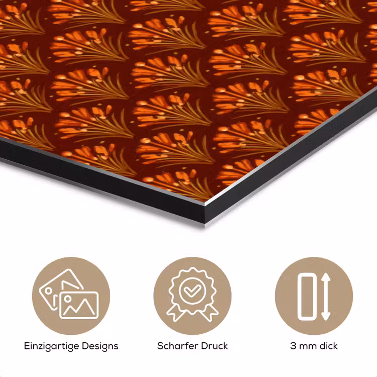 Waaiers - Art Deco - Botanisch - Roestbruin - Oranje aluminium wit klein 46 -closeup_DE