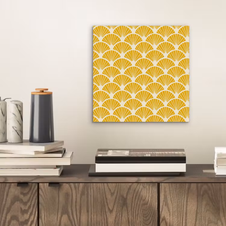 Waaiers - Art Deco - Retro - Okergeel aluminium wit klein 46 -sfeer1