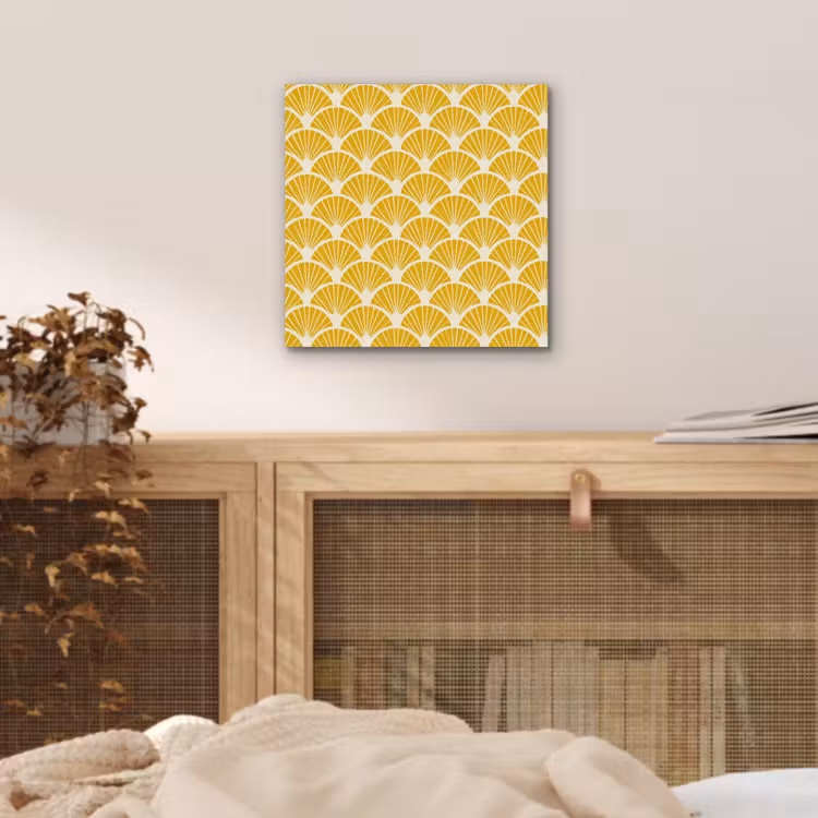Waaiers - Art Deco - Retro - Okergeel aluminium wit klein 46 -sfeer3