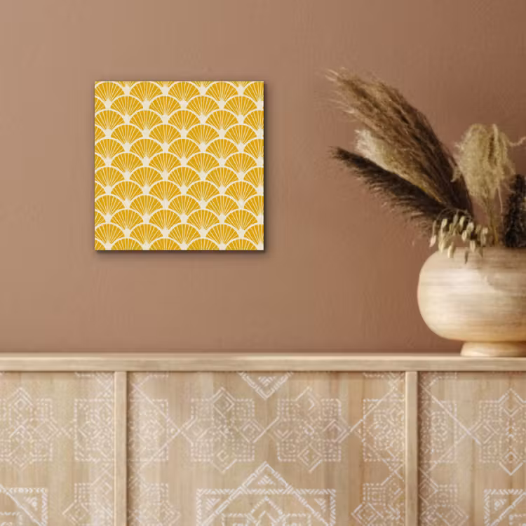 Waaiers - Art Deco - Retro - Okergeel aluminium wit klein 46 -sfeer4
