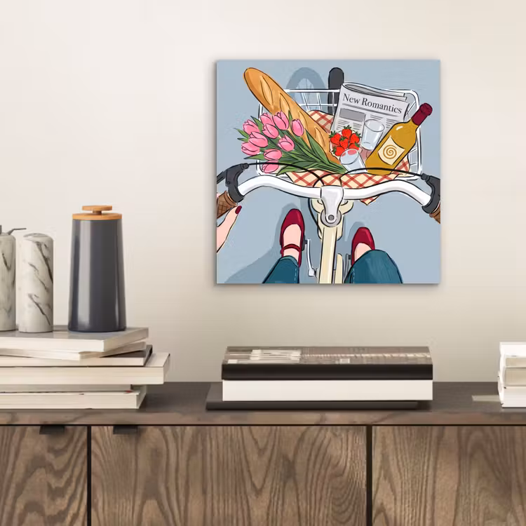 Fiets - Picknick - Zomer - Illustratie aluminium wit klein -sfeer1
