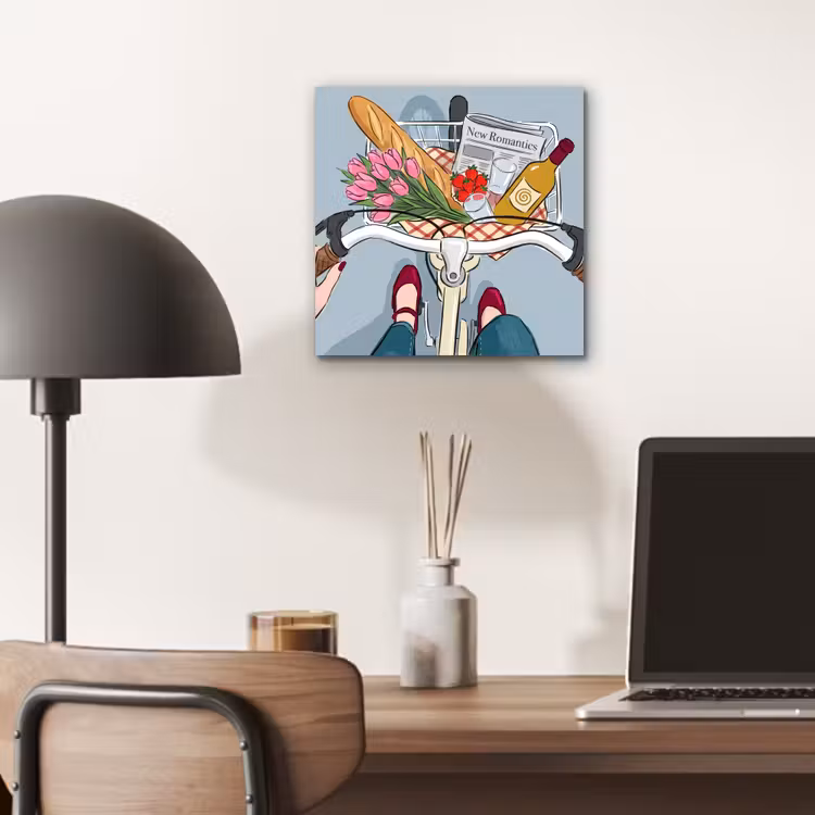 Fiets - Picknick - Zomer - Illustratie aluminium wit klein -sfeer5