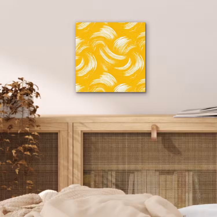 Verfstreken - Abstract - Dynamisch - Geel aluminium wit klein 46 -sfeer3