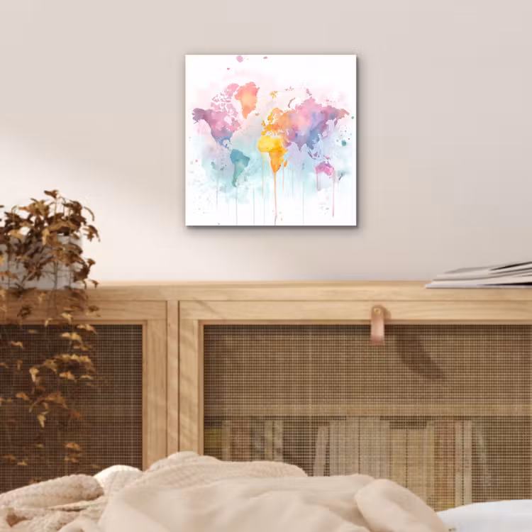 Verf - Pastelkleuren - Wereldkart aluminium wit klein -sfeer3