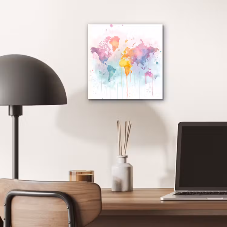 Verf - Pastelkleuren - Wereldkart aluminium wit klein -sfeer5