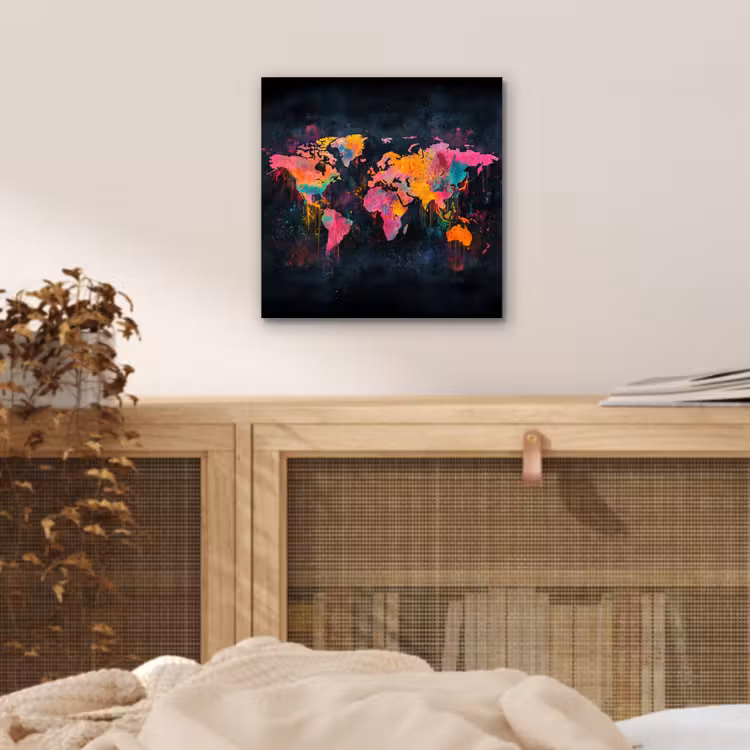 Verf - Wereldkaart - Kleur aluminium wit klein -sfeer3