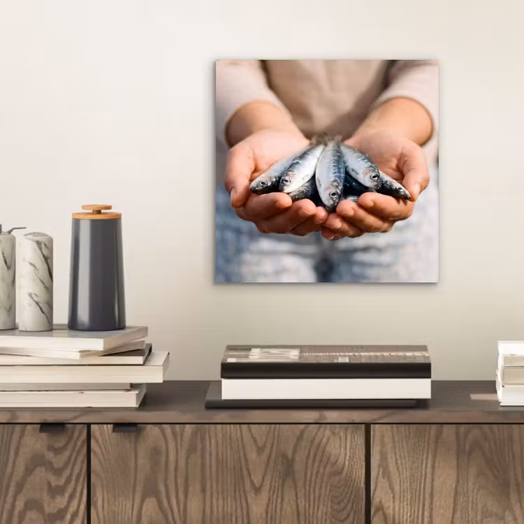 Alu-Dibond-Bild - Fisch – Hände – Natur — 2
