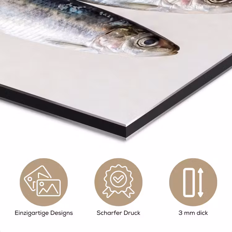 Alu-Dibond-Bild - Fisch – Hängend – Essen - Vis - Hangend - Eten aluminium wit klein