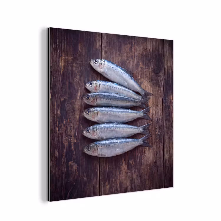 Alu-Dibond-Bild - Fisch – Holz – Essen - Vis - Hout - Eten aluminium wit klein