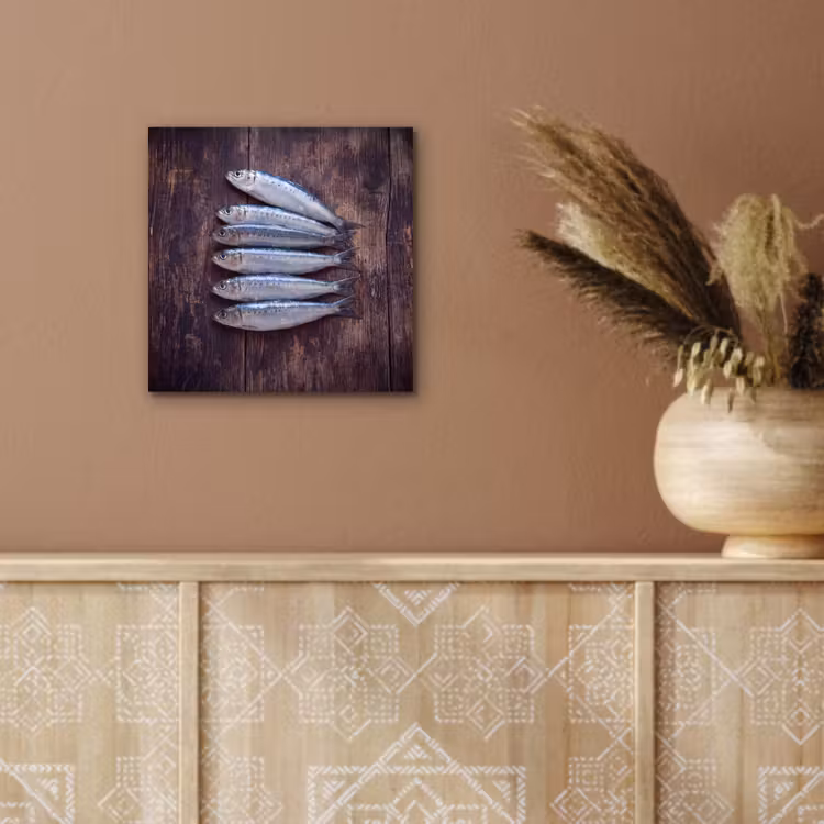 Alu-Dibond-Bild - Fisch – Holz – Essen - Vis - Hout - Eten aluminium wit klein