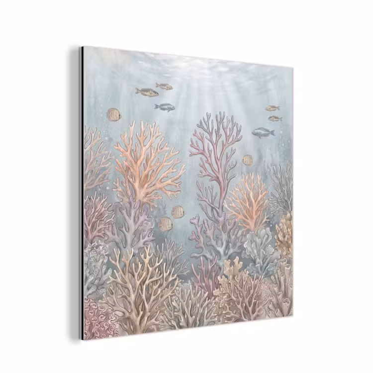 Vis - Koraal - Oceaan - Illustratie - Onderwater aluminium wit klein -3d