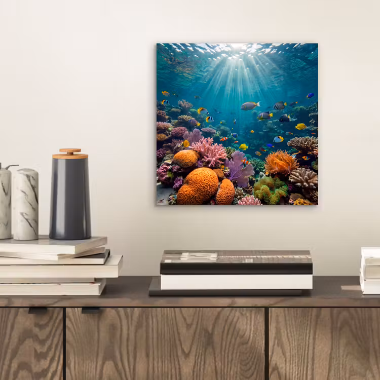 Vis - Koraal - Oceaan - Natuur - Kleurrijk aluminium wit klein -sfeer1
