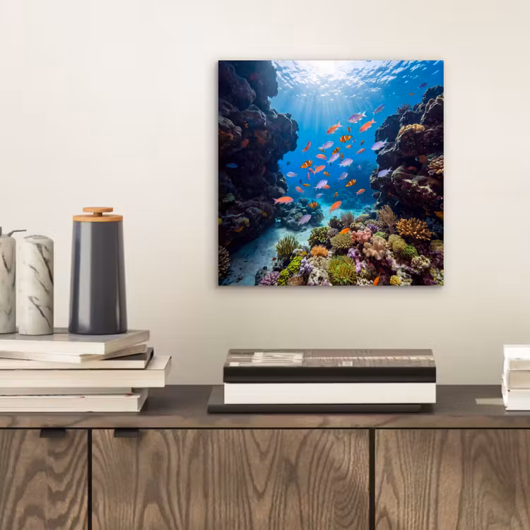 Vis - Koraalrif - Onderwater - Levendig - Blauw aluminium wit klein -sfeer1