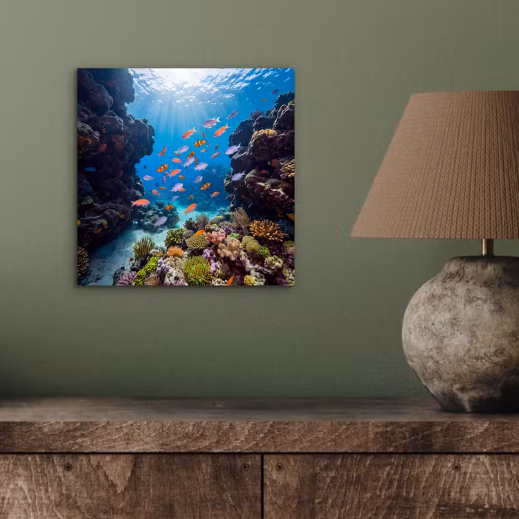 Vis - Koraalrif - Onderwater - Levendig - Blauw aluminium wit klein -sfeer2