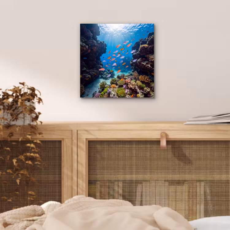 Vis - Koraalrif - Onderwater - Levendig - Blauw aluminium wit klein -sfeer3