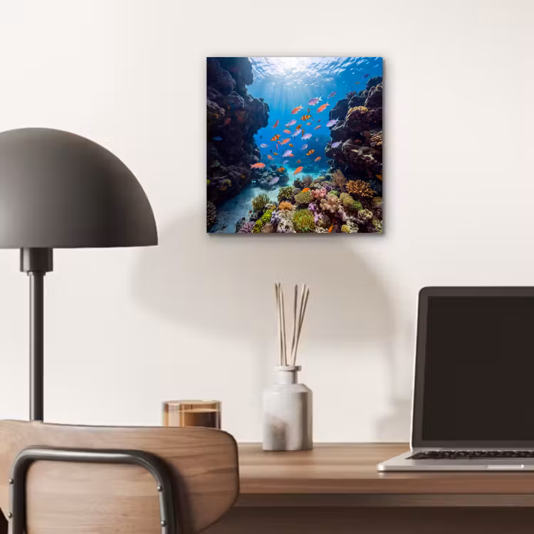 Vis - Koraalrif - Onderwater - Levendig - Blauw aluminium wit klein -sfeer5