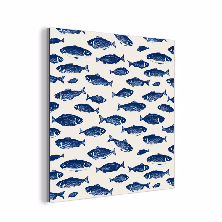 Vissen - Patroon - Blauw - Wit aluminium wit klein 46 -3d
