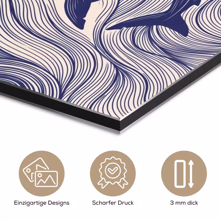 Vis - Oceaan - Lijntekening - Blauw - Dieren aluminium wit klein -closeup_DE